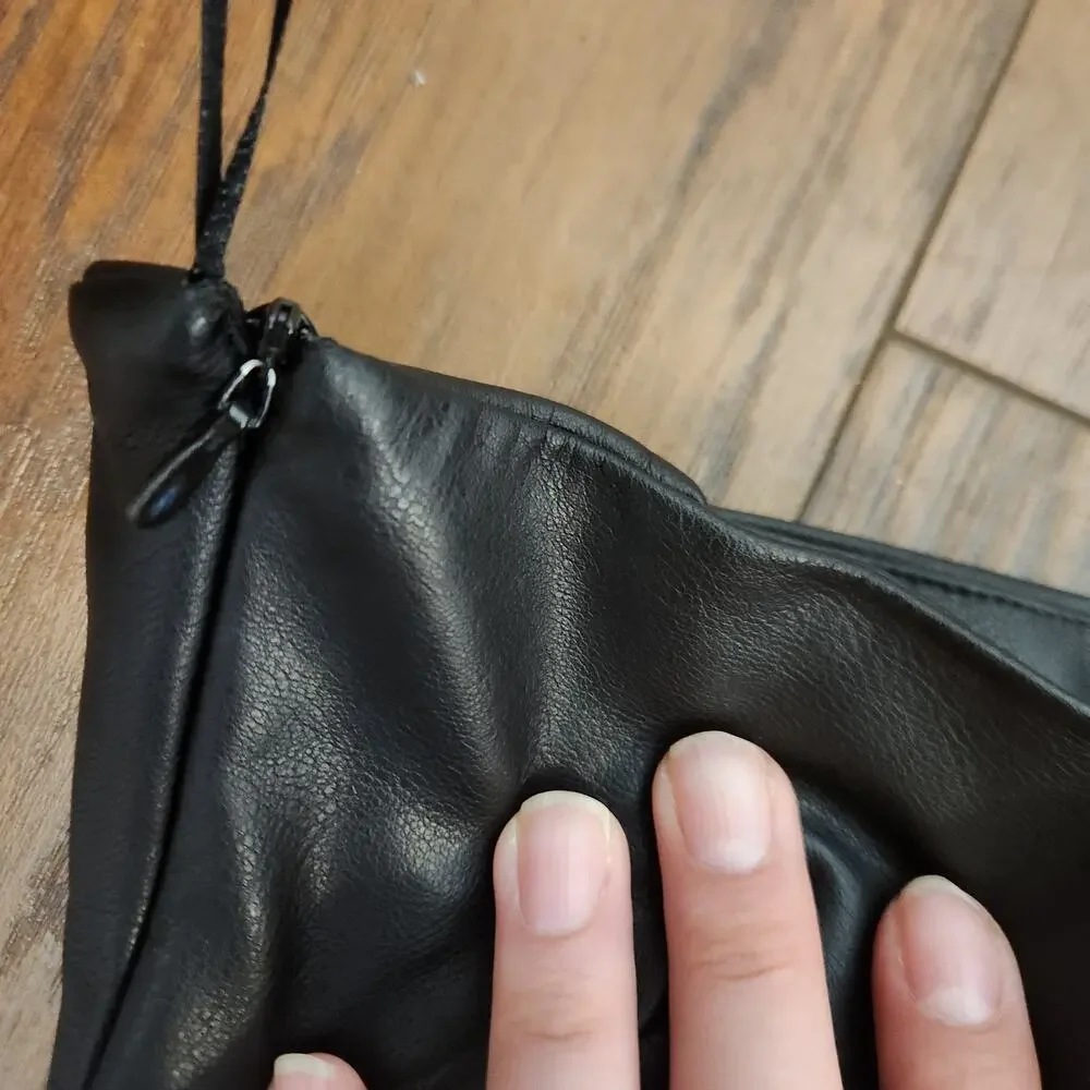 Zara Strapless Faux-Leather Little Black Dress Size XXL